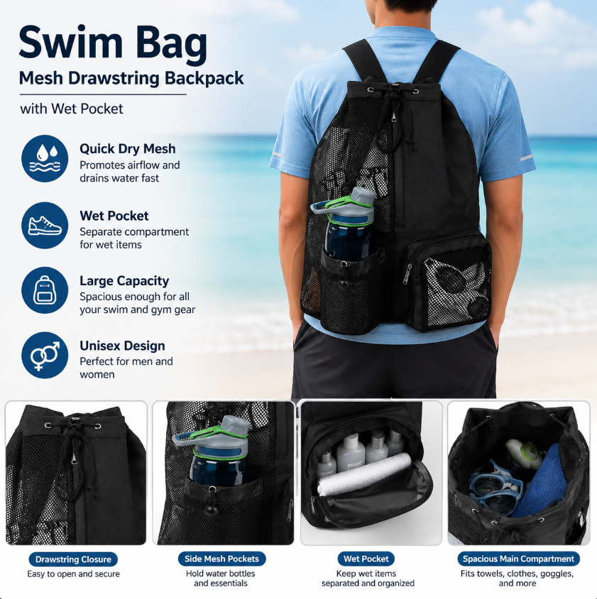 Drawstring Beach Storage Bag M - Sports Equipment Storage บทวิจารณ์และราคา