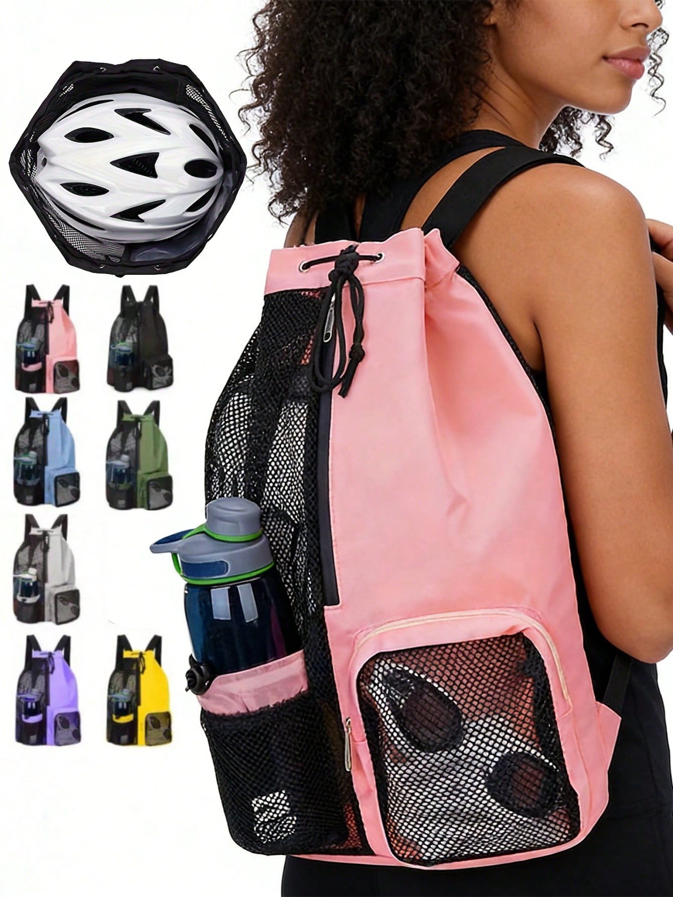 Mesh Drawstring Backpack With  - Sports Equipment In School บทวิจารณ์และราคา