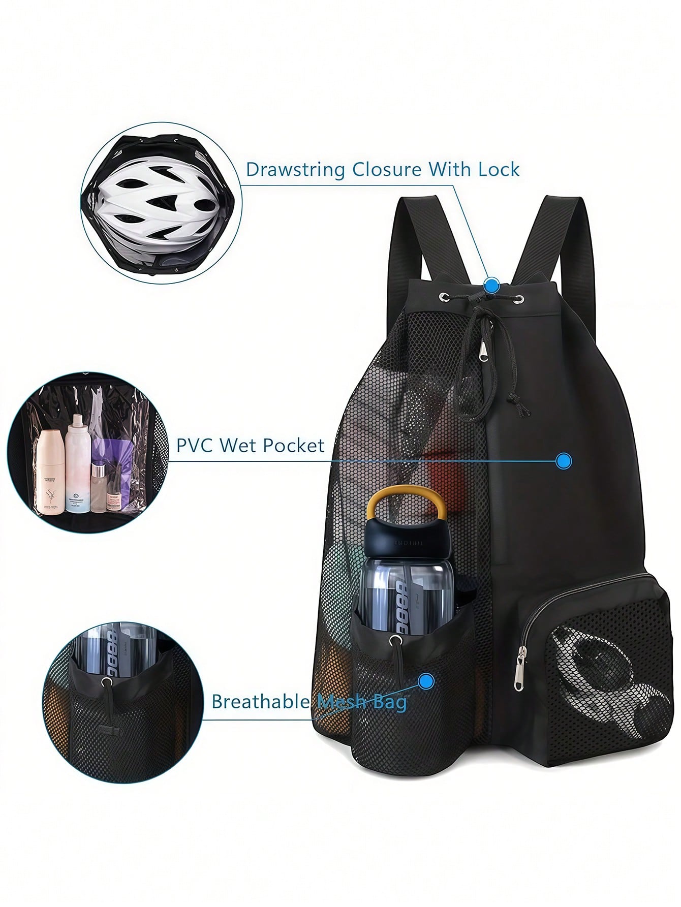 Mesh Drawstring Backpack With  - Sports Equipment In School บทวิจารณ์และราคา
